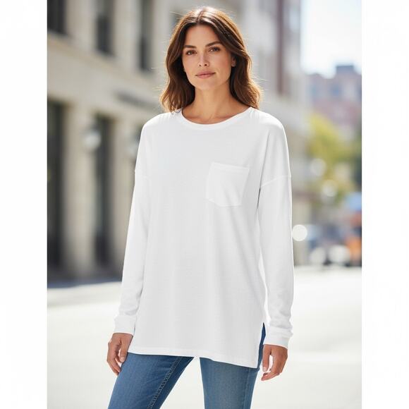 We The Free White Fade Into You Tee Long Sleeve Tee Shirt XL NWOT - Picture 3 of 13